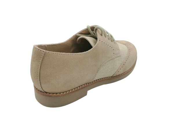 -Blucher cierre cordón serraje/lino TITANITOS – Beig Oscuro - Imagen 2